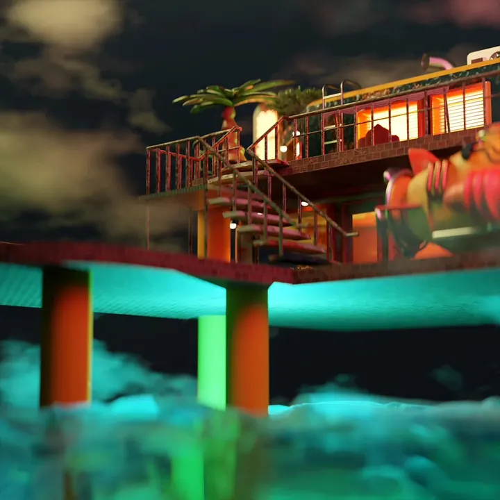The Gateway: stilts over glowing water